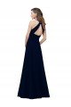 High Neck Crepe Prom Dress with Pleats and Keyhole Back UK