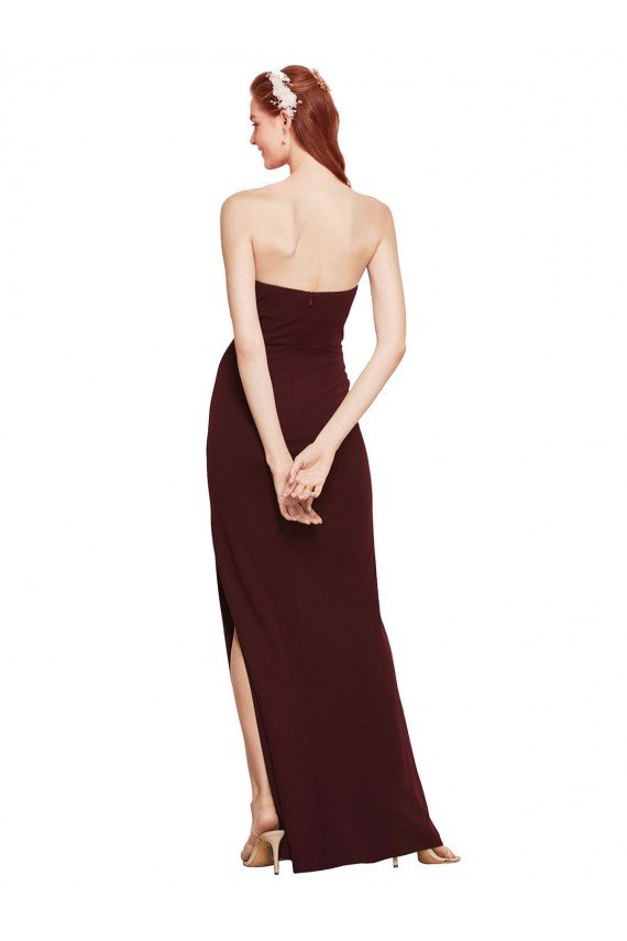 Twisted Strapless Keyhole Long Crepe Prom Dress with Slit UK