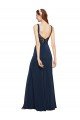 Fit and Flare Long Crepe Prom Dress with Round Neck UK