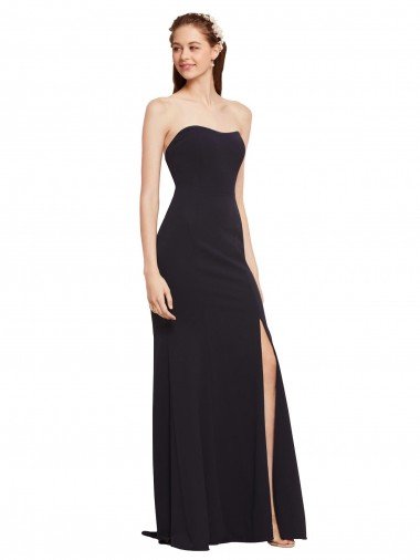 Strapless Bodycon Long Crepe Prom Dress with High Slit UK