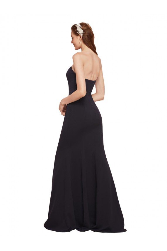 Strapless Bodycon Long Crepe Prom Dress with High Slit UK