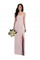 Spaghetti Strap V Back Crepe Prom Dress with Front Slit UK