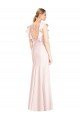 Ruffle Cap Sleeves Open Back Trumpet Prom Dress UK
