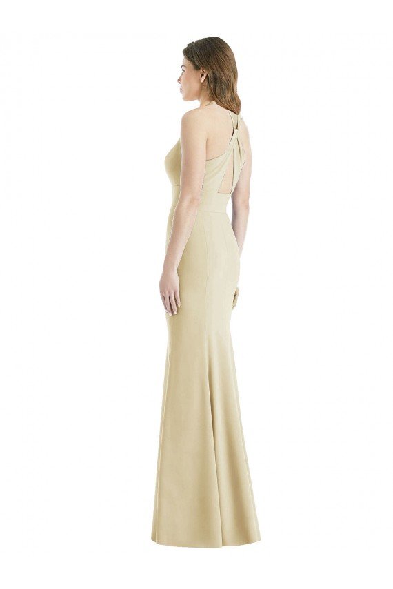 Criss Cross Twist Cutout Back Trumpet Prom Dress UK