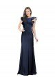 Sleeveless Crepe Prom Dress with Cascading Ruffle and Keyhole Back UK