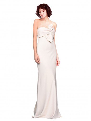 Strapless Crepe Fitted Prom Dress with Twist Bow UK