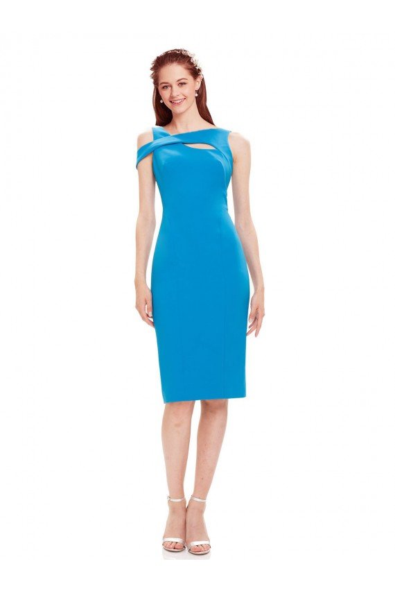 Sleeveless Crepe Cocktail Prom Dress / Homecoming Dress with Keyhole Off The Shoulder Detailing UK