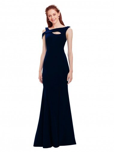 Sleeveless Crepe Mermaid Prom Dress with Side Slit UK