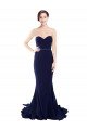 Strapless Sweetheart Neckline Crepe Prom Dress with Satin Waistband UK
