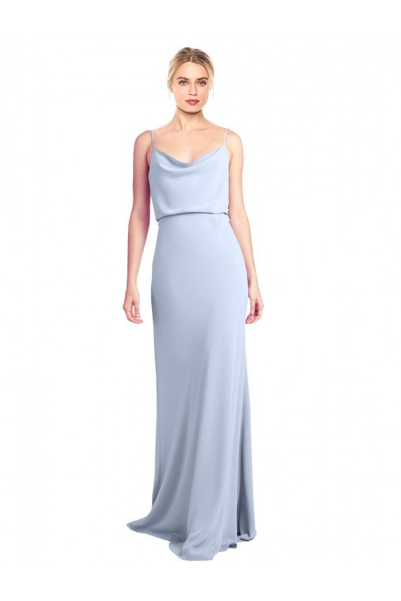 Feminine Cowl Neck Slim Floor Length Stretch Crepe Prom Dress UK