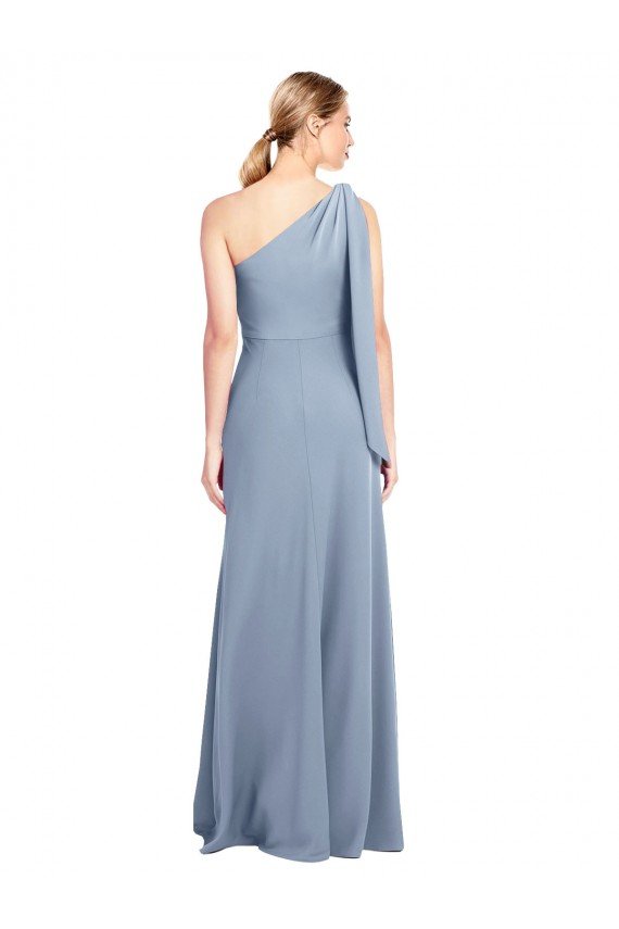 Draped Flutter Sleeves One Shoulder Stretch Crepe Prom Dress UK