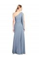 Draped Flutter Sleeves One Shoulder Stretch Crepe Prom Dress UK