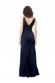 Classic V-Neck Long Stretch Crepe Prom Dress with V-Back UK