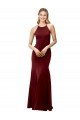 Fit and Flare Halter Neckline Stretch Crepe Prom Dress with Strappy Back UK