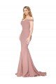 Off the Shoulder Sweetheart Long Sweep Train Crepe Prom Dress UK