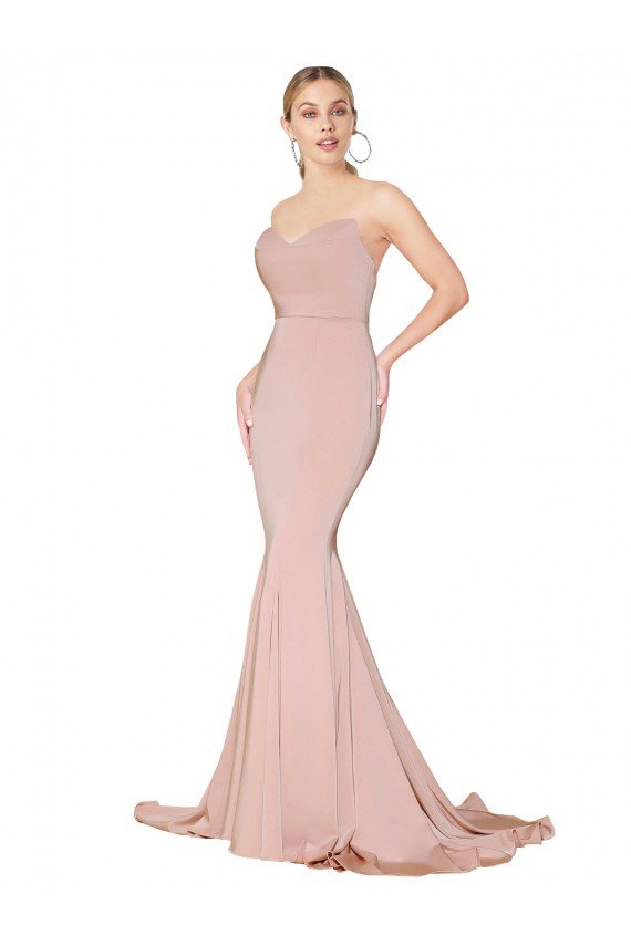 Sweep Train Sweetheart Long Mermaid Crepe Prom Dress Low Back UK