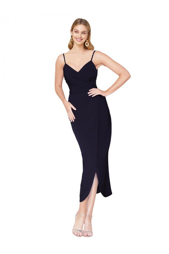 High Neck Spaghetti Straps Crepe Short Wrap Cocktail Prom Dress / Homecoming Dress UK