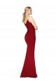 Spaghetti Straps V-Neck Long Crepe Dress with High Slit UK