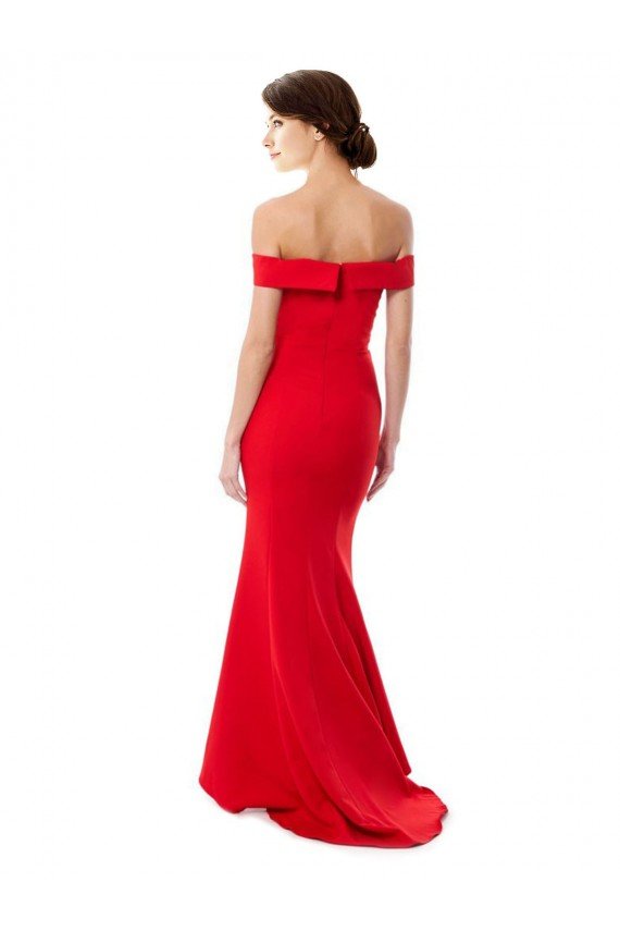 Off the Shoulder Sweetheart Maxi Crepe Prom Dress With Thigh Split and Train UK
