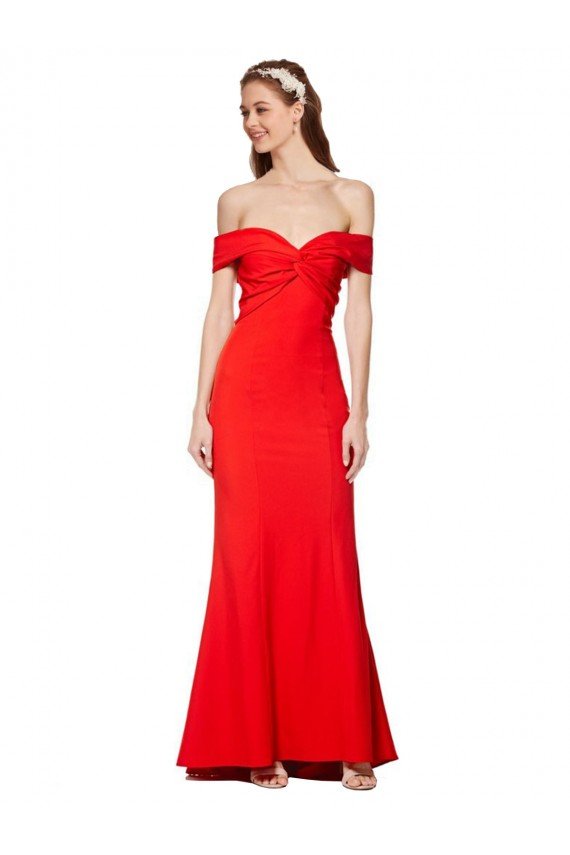 Cross Front and Back Bardot Sleeveless Crepe Maxi Prom Dress UK