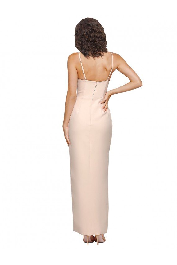 Long Full Length Ruffles Strapless Low Back Crepe Prom Dress with Straps UK