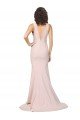 Deep Plunging V-Neckline Full Length Crepe Prom Dress with Deep V-Backline UK