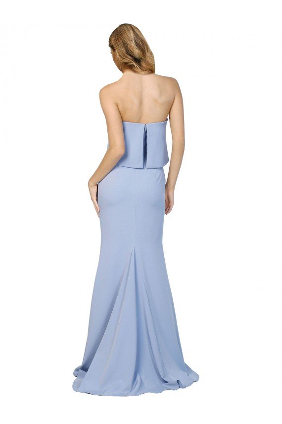 Strapless Full Length Crepe Prom Dress with Bodice Overlay UK