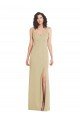 Wide Strap Slash Cutout Empire Crepe Prom Dress with Front Slit UK