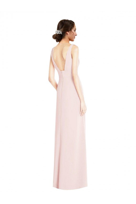Square Neck Low Back A-Line Prom Dress with Front Slit and Pockets UK