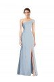 Asymmetrical Off the Shoulder Cuff Trumpet Crepe Prom Dress With Front Slit UK
