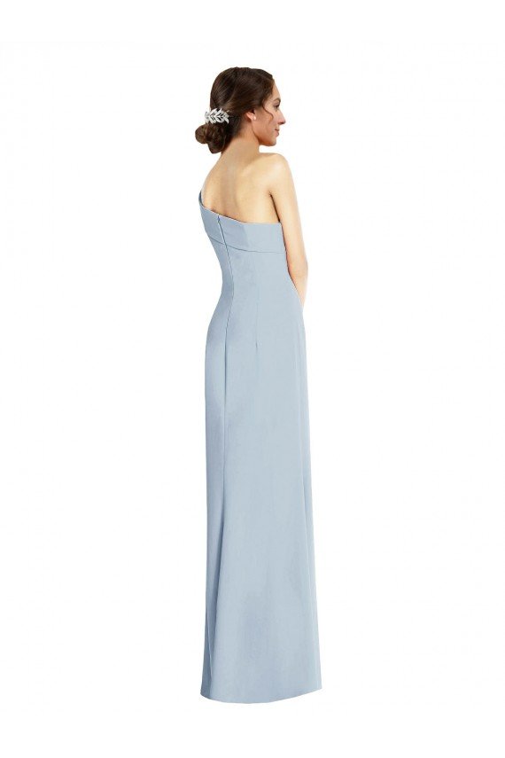 Asymmetrical Off the Shoulder Cuff Trumpet Crepe Prom Dress With Front Slit UK