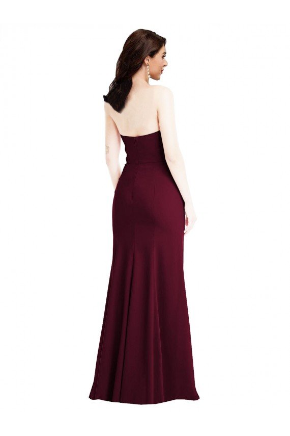 Strapless Crepe Maxi Prom Dress with Front Slit UK