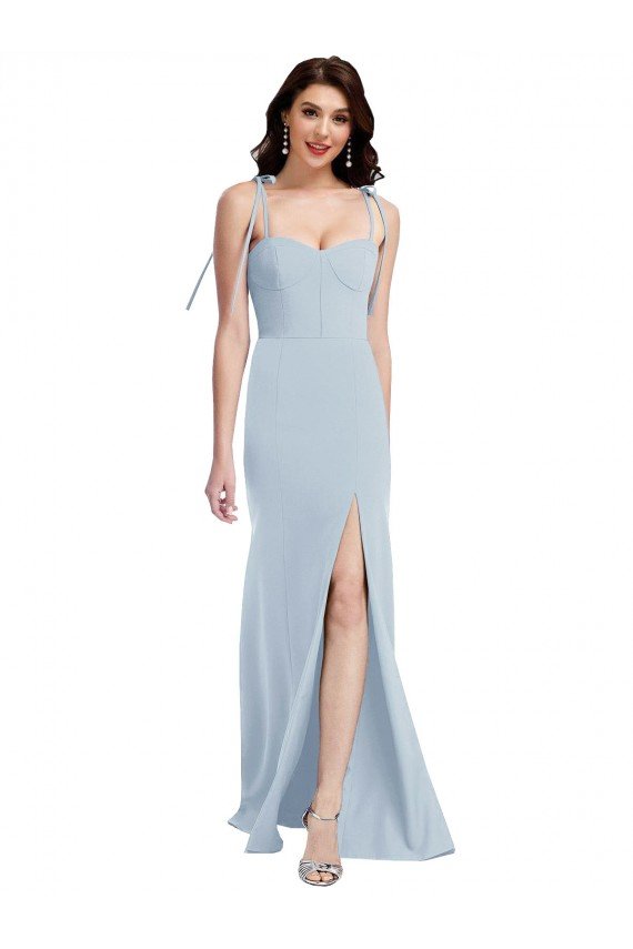 Bustier Style Crepe Prom Dress with Bow Straps UK