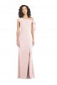 Off the Shoulder Tie Detail Trumpet Crepe Prom Dress with Front Slit UK