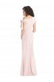 Off the Shoulder Tie Detail Trumpet Crepe Prom Dress with Front Slit UK