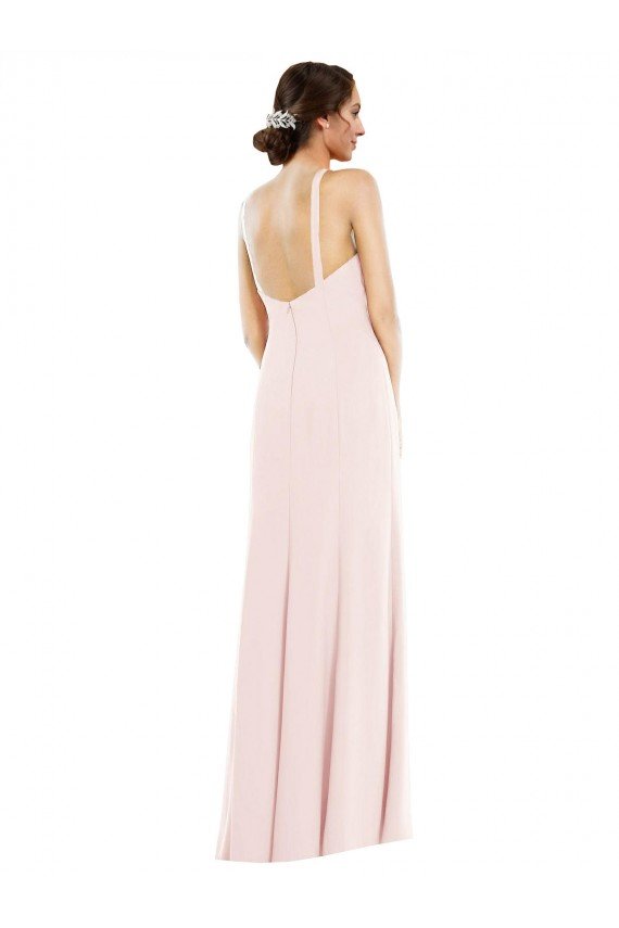 Criss Cross Halter Princess Line Trumpet Crepe Prom Dress UK
