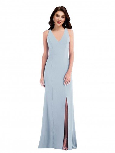 Criss Cross Cutout Back Maxi Prom Dress with Front Slit UK