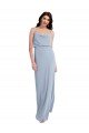 Draped Cowl Neck Long Crepe Prom Dress with Spaghetti Straps UK