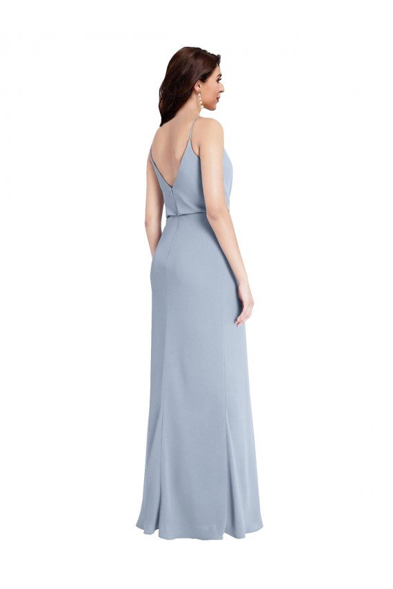 Draped Cowl Neck Long Crepe Prom Dress with Spaghetti Straps UK