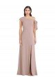 Off the Shoulder Tie Detail Maxi Crepe Prom Dress with Front Slit UK