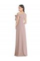 Off the Shoulder Tie Detail Maxi Crepe Prom Dress with Front Slit UK
