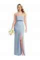 Strapless Overlay Bodice Crepe Maxi Prom Dress with Front Slit UK