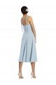 Midi Cocktail Length Bustier Crepe Prom Dress with Back Bow Straps UK