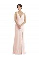 Skinny Strap Deep V-Neck Trumpet Crepe Prom Dress with Front Slit UK