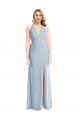 Plunge Neck Halter Backless Trumpet Prom Dress with Front Slit UK