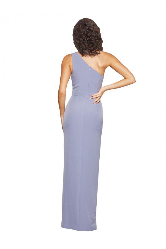 Floor Length One Shoulder Crepe Prom Dress with Pencil Skirt and Side Split UK