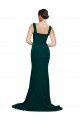 Fitted Square Neck Long Crepe Prom Dress with Train and Side Split UK