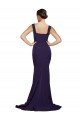 Square Neck Long Sweep Train Crepe Prom Dress with Thick Straps UK