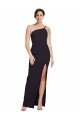 Long Floor Length Crepe Prom Dress with Side Split and One Strap UK