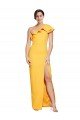 One Shoulder Floor Length Crepe Prom Dress with Thigh High Split UK